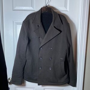 VURT Men's PacSun Gray Fashion Jacket Peacoat Style L Fleece Lined